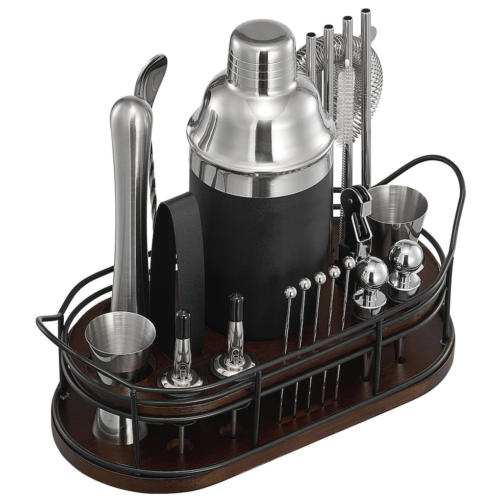 Complete 23-Piece Bartender Kit with Shaker, Strainer & Bar Tools Set - 12.01 x 5.12 x 9.65 in