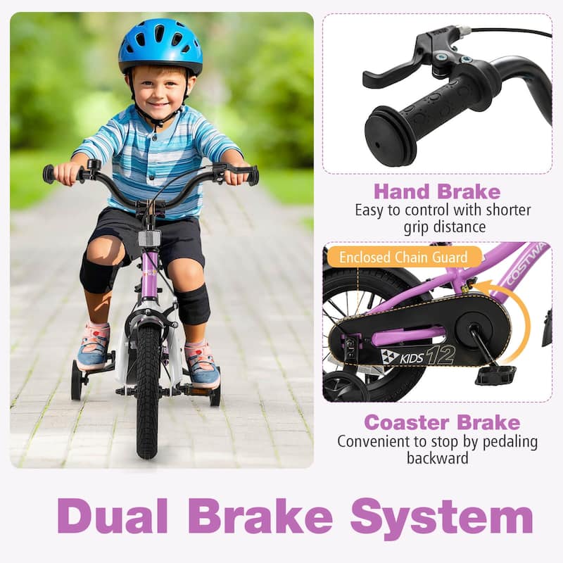 Costway 12"/14"/16"/18" Kids Bike for 3-4 Years Old Boys & Girls with