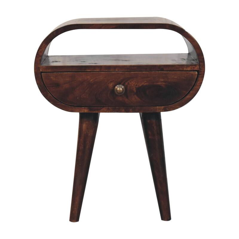 HomeRoots 21" Walnut Solid Wood Oval One Drawer Nightstand