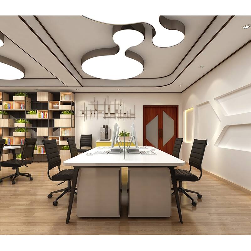 Set of 2 Modern Ergonomic Executive Mid back PU Leather Office Chairs No Arms Rest Tilt Adjustable Height With Wheels