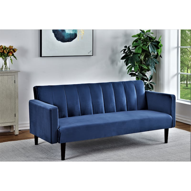 Gelbero Striped Velvet Sofa Bed Sleeper - Deep Blue
