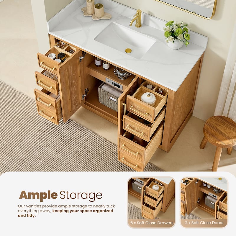 Jakarta Bath Vanity with Quartz Stone Top without Mirror