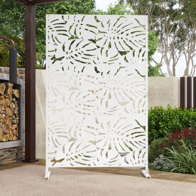 75'' x 47'' Privacy Metal Screen Fence Panel Leaf Blade Pattern
