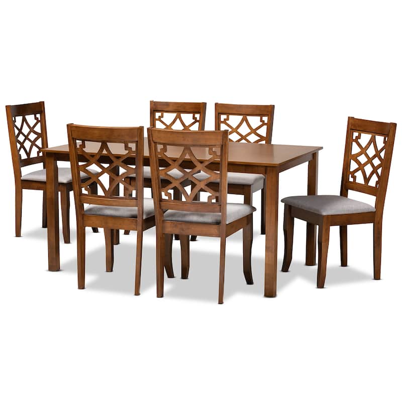Mael Modern and Contemporary 7-Piece Dining Set - Grey