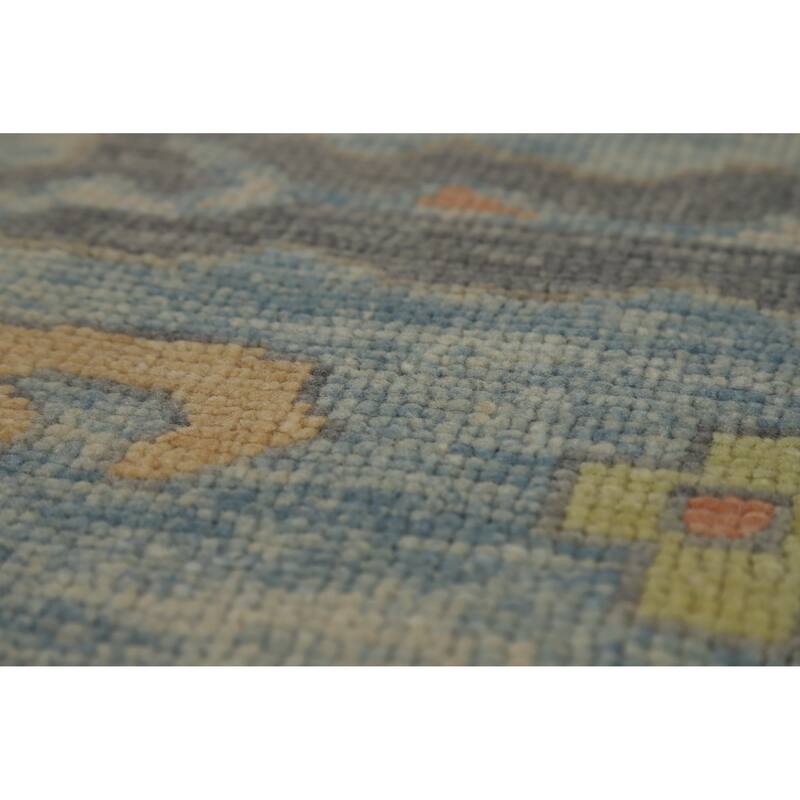 Hand Knotted Oriental 100% Wool Carpet Transitional All-Over Navy Blue & Blues Oushak Area Rug - 16' 3'' X 11' 7''