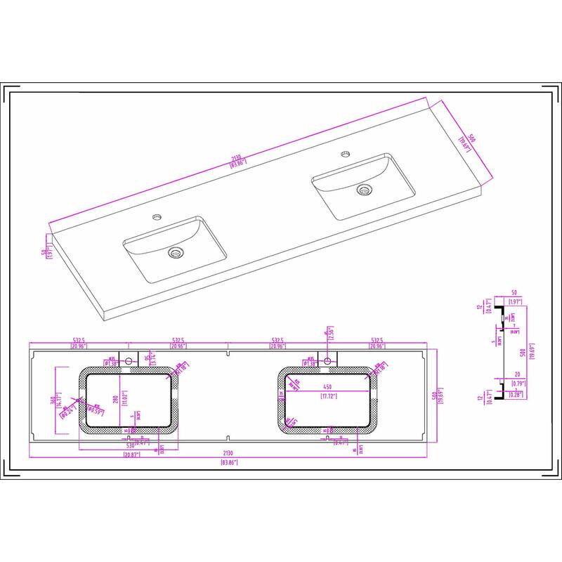 Milano 84" Freestanding Bathroom Vanity with Double Black Acrylic Sink