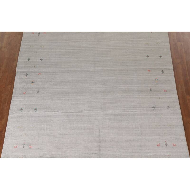 Gabbeh Indian Area Rug Handmade Tribal Beige Wool Carpet - 7'10"x 9'9"