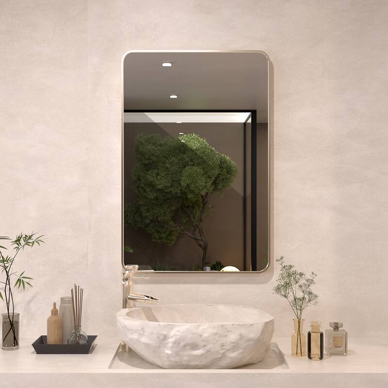 24/30/42/48/60 inch Rectangle Frameless Wall Mounted Bathroom Vanity Mirror - 24" x 36" - Brushed Nickel