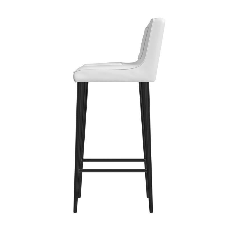 Maxwell 32 in. Seat Height Leather and Iron Bar Height Stool with Back
