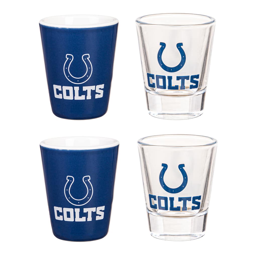 4-Piece Ceramic and Glass 2 oz. Shot Glass Set, Indianapolis Colts