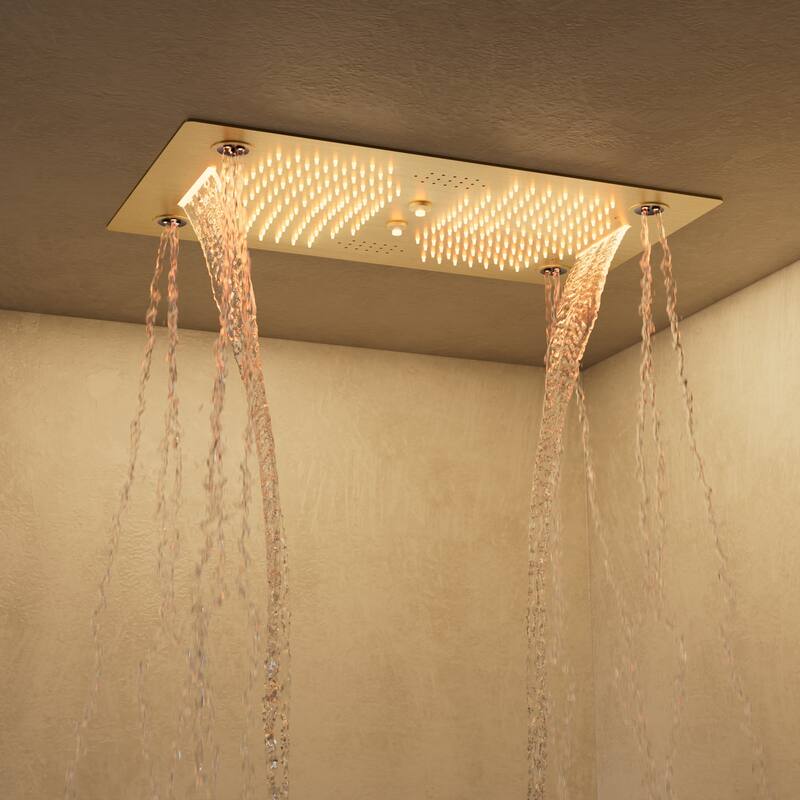 GRANDJOY LED Shower System 28" Luxury Shower Head with 6 Body Jets