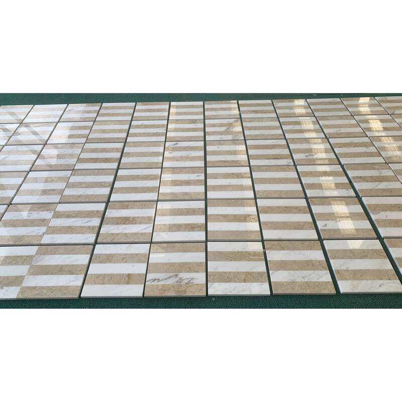 12"×12" Waterjet Polished Natural Stone Marble Tiles for Floor and Wall, 1 Box Each Pattern 4 PCS