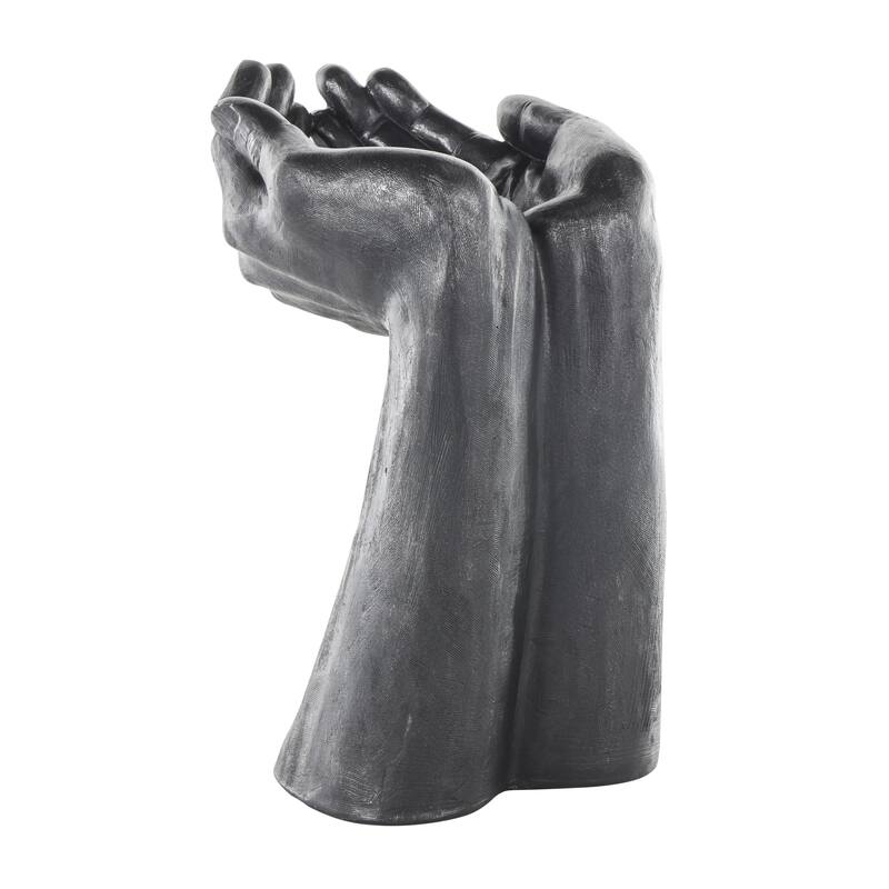Polystone Hands Open Decorative Sculpture - Black - Roche River Decor