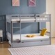 preview thumbnail 17 of 31, Full Size Bunk Bed With Trundle Bed, With Ladder And Safety Rails Pinewood Bunk Bed