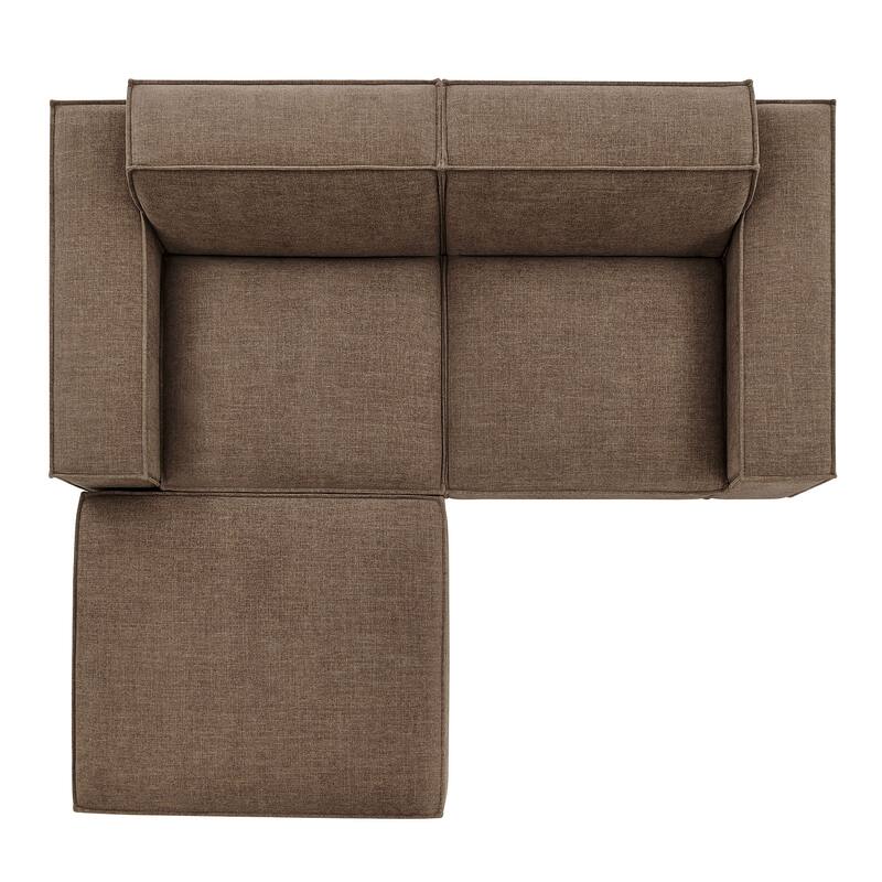 Restore 3-Piece Performance Fabric Upholstered Modular Loveseat with Ottoman