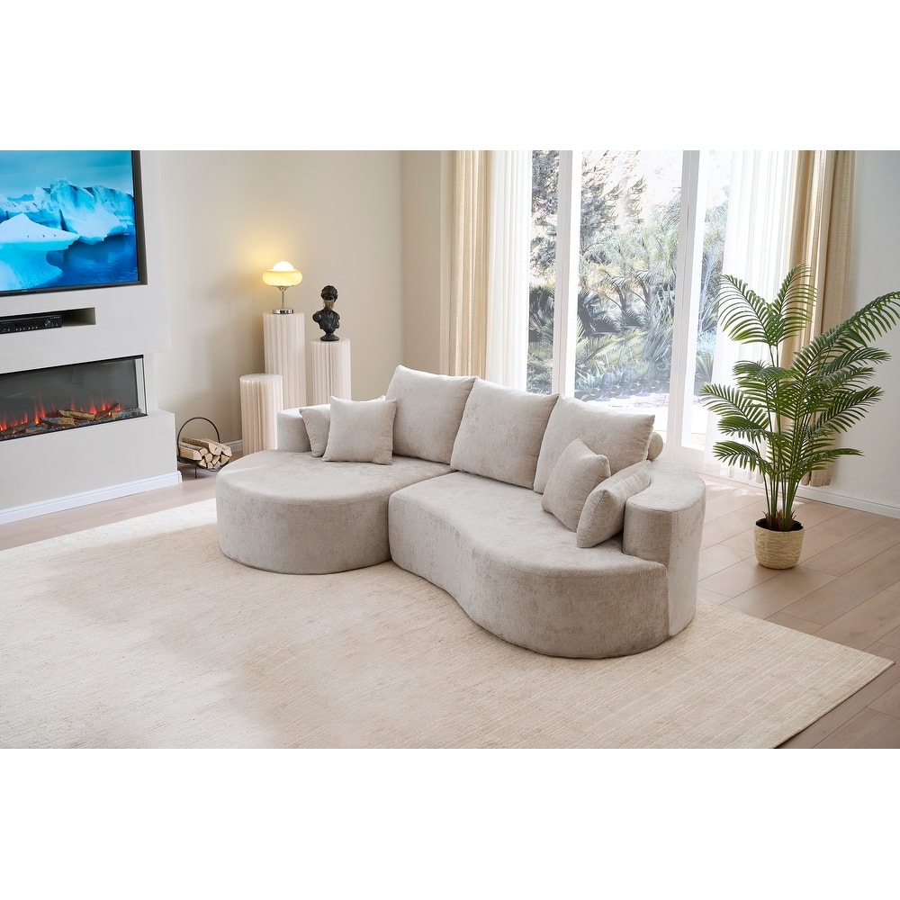 Christopher Knight Home - 106'' Cloud Curved Sectional Sofa with Right Chaise Lounge and Ultra-Soft Foam Comfort