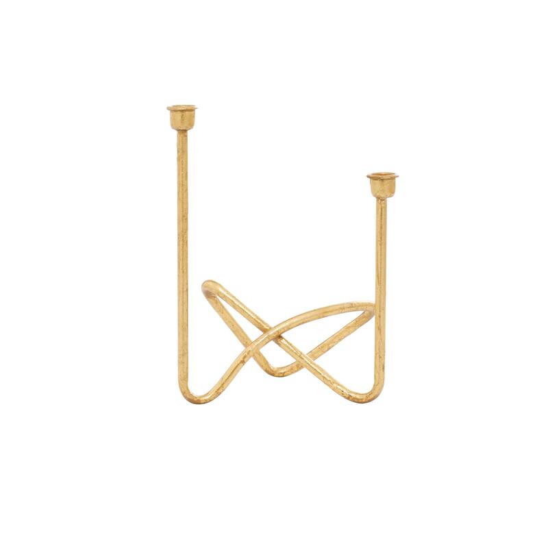 Metal Candelabra - Gold - CosmoLiving by Cosmopolitan - 6"W x 10"L x 11"H