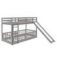 preview thumbnail 15 of 25, Twin over Twin Wood Bunk Bed with Convertible Ladder and Slide