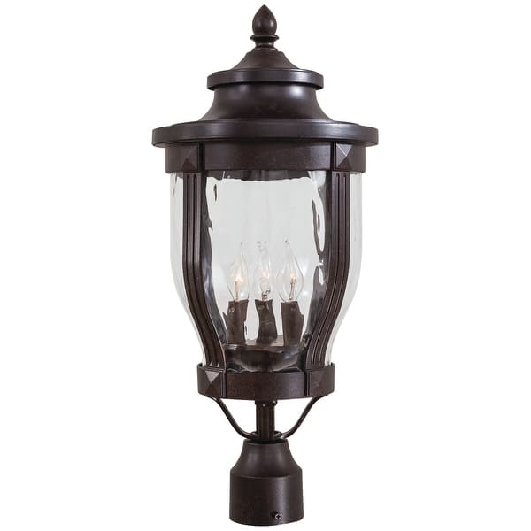 slide 2 of 6, The Great Outdoors GO 8765 Merrimack 3 Light 23" Tall Post Light with Corona Bronze