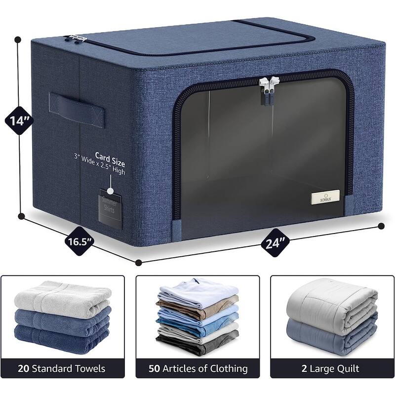 Foldable Storage Box Organizer - Blue Large
