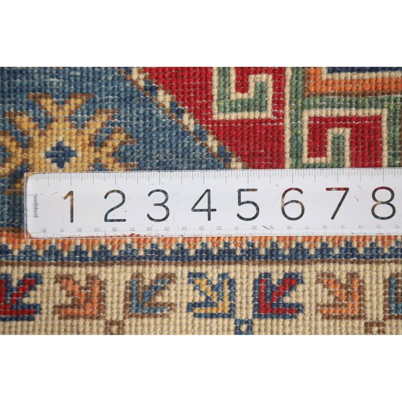 Light Blue Kazak Accent Rug Handmade Wool Carpet - 2'7" x 4'3"