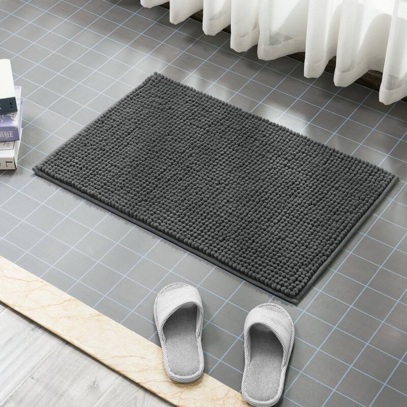 Subrtex Luxury Chenille Bath Rugs Soft Bathroom Mats