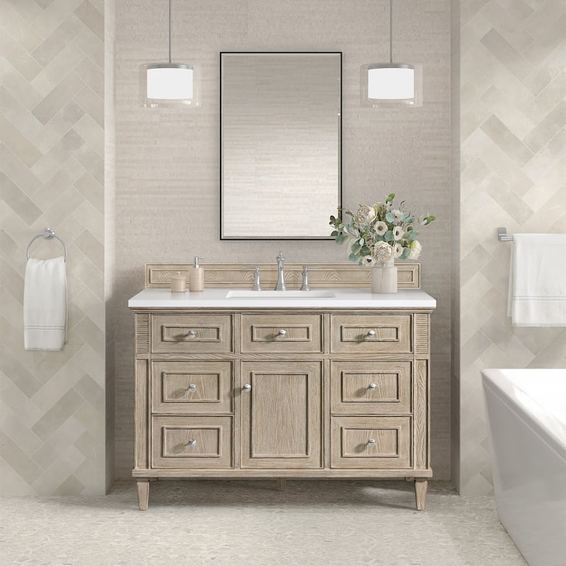 James Martin Vanities Lorelai 48" Single Vanity, Whitewashed Oak