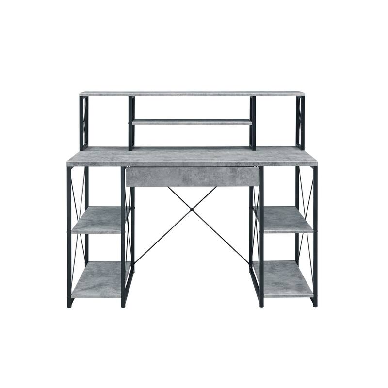 47" Gray and Black and Black Computer Desk