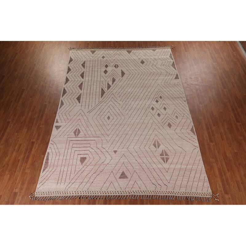 Earth Tone Moroccan Oriental Large Area Rug Handmade Wool Carpet - 9'7"x 13'9"