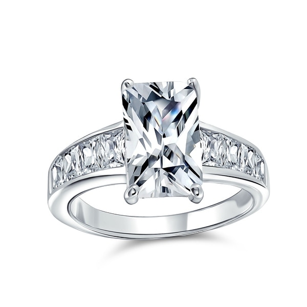 4CT Emerald Cut AAA CZ Solitaire Engagement Ring 925 Sterling Silver. Opens flyout.