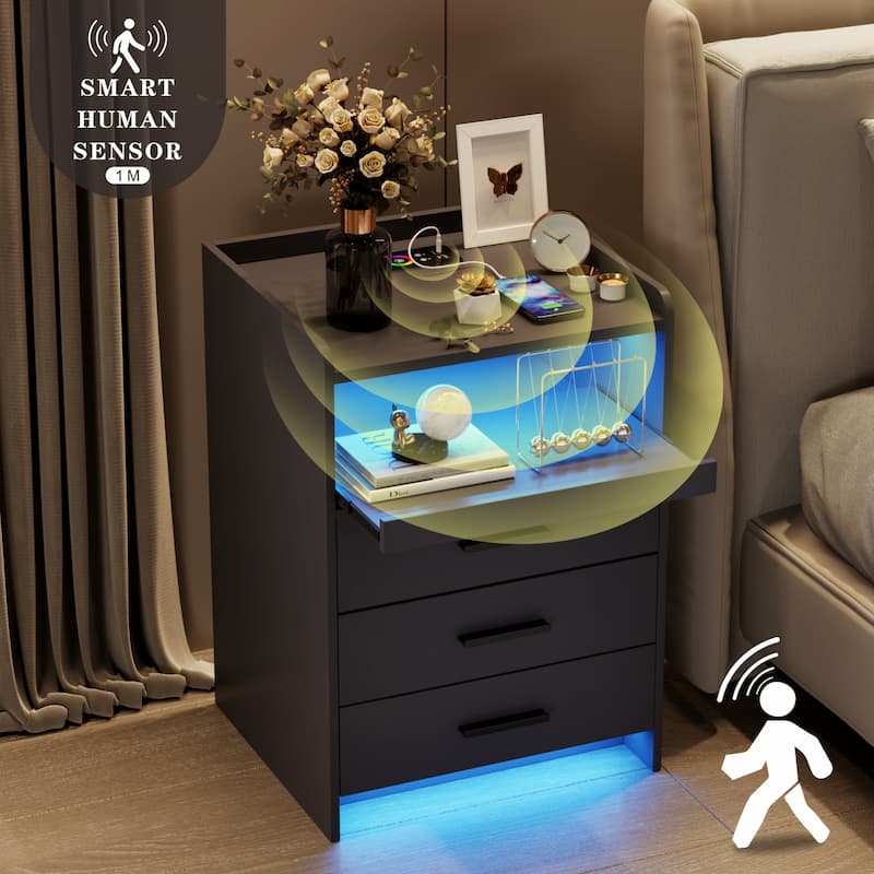 3 Drawer Nightstand With Light