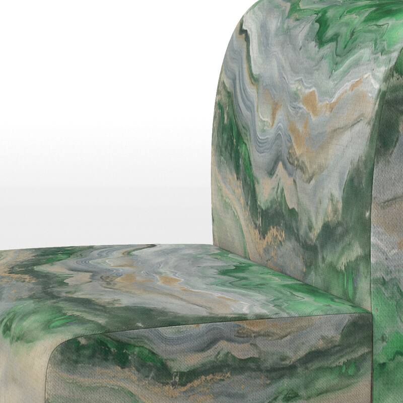 Designart "Coast Blue Sea Waves Watercolour" Upholstered Abstract Accent Chair - Modern Arm Chair For Bedroom