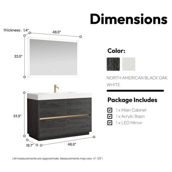 dimension image slide 0 of 7, Huesca Bath Vanity with Composite Integral Sink Top and Mirror