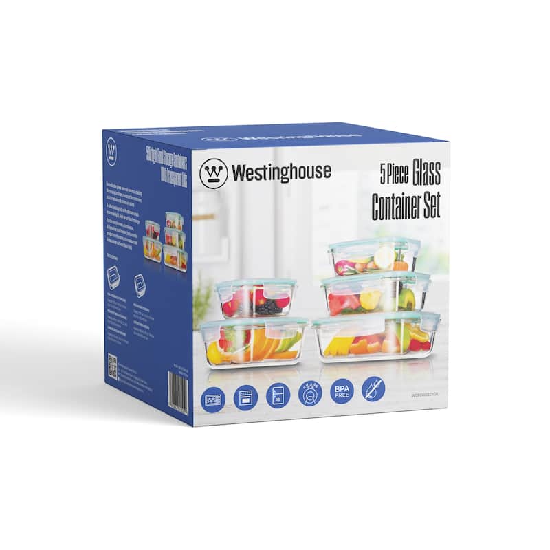 Westinghouse 5-Piece Glass Food Storage Container Set - 320 to 1050ml