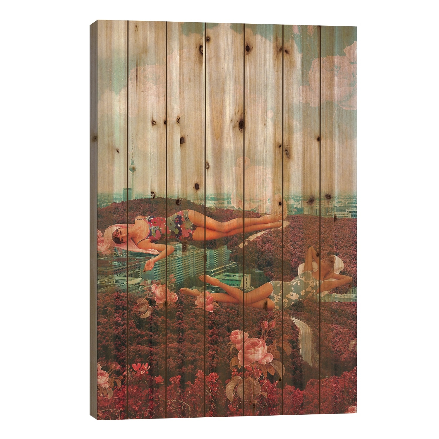 Those Pink Afternoons Print On Wood by Frank Moth - Multi-Color