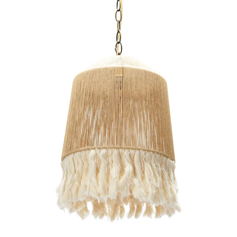 Metal & Natural Paper Rope Shade Pendant Lamp