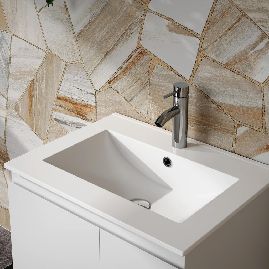 GDFStudio - Mason Contemporary Drop-In Ceramic Bathroom Sink for Vanity Cabinets