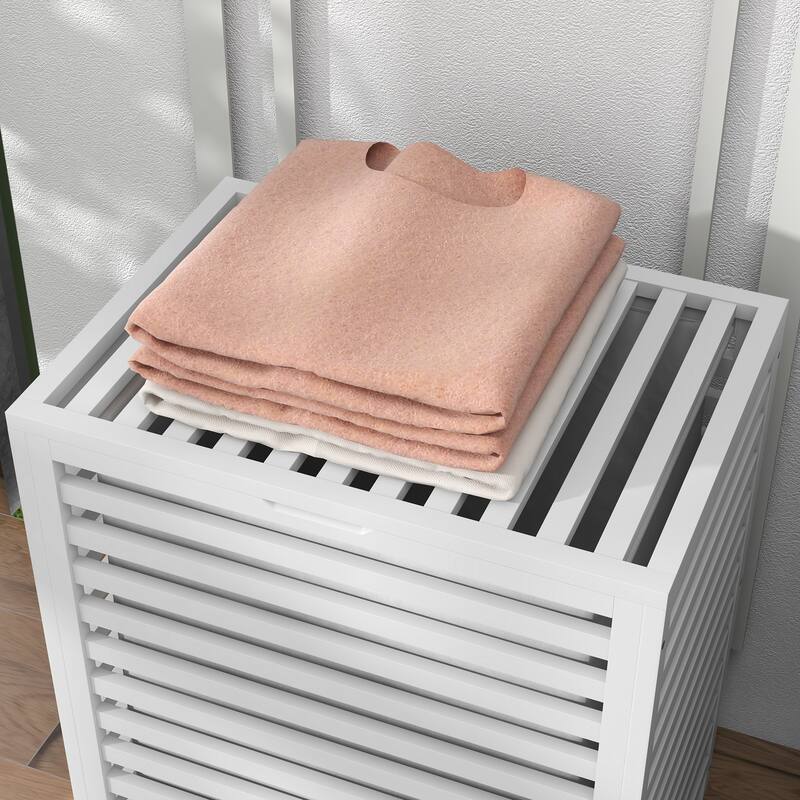 HOMCOM Bamboo Laundry Hamper with Lid and Removable Liner Bag