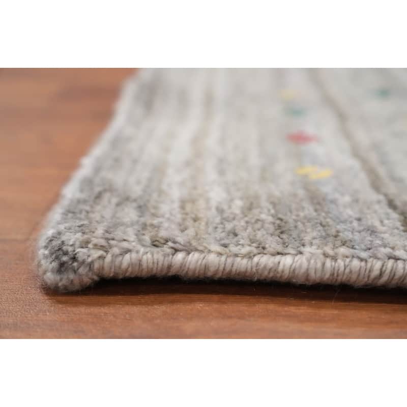 Hand Knotted Oriental Viscose Silk Carpet Tribal Animal Pictorial Greys & Charcoal Gabbeh Area Rug - 5' 9'' X 5' 5''