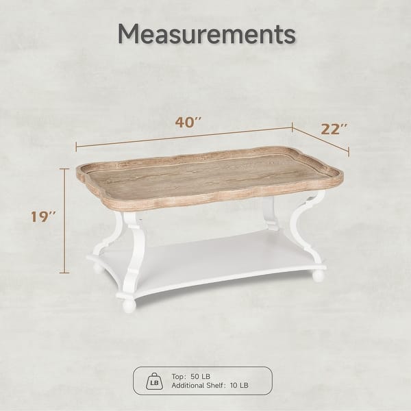 dimension image slide 1 of 3, COZAYH Rustic Farmhouse Cottagecore Coffee Table