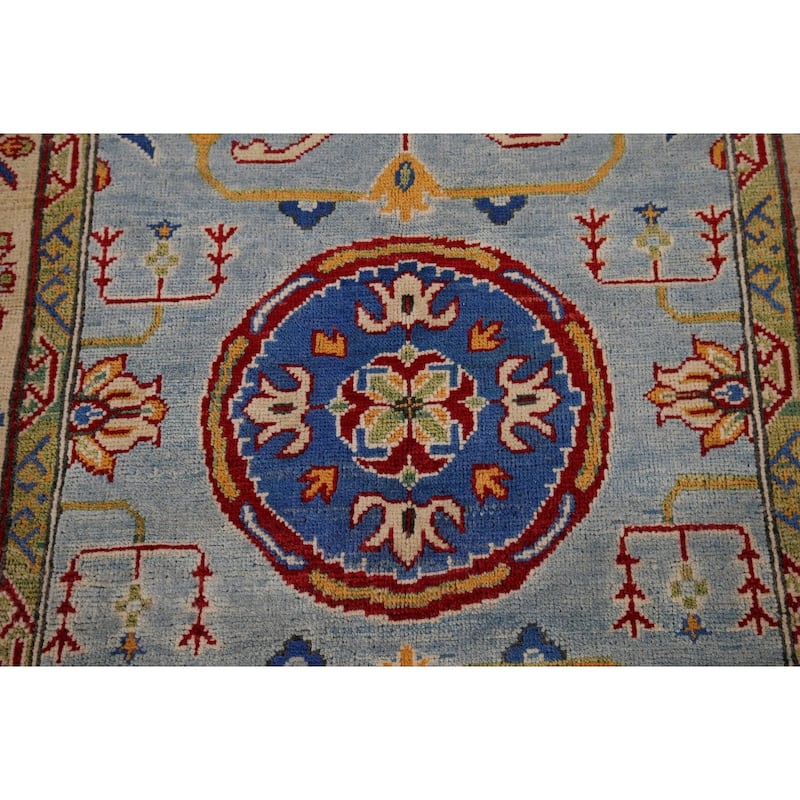 Light Blue Kazak Oriental Accent Rug Hand-Knotted Wool Carpet - 3'6" x 5'4"