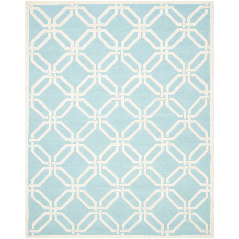 SAFAVIEH Handmade Cambridge Nhung Modern Moroccan Wool Rug - 8' x 10' - Light Blue/Ivory