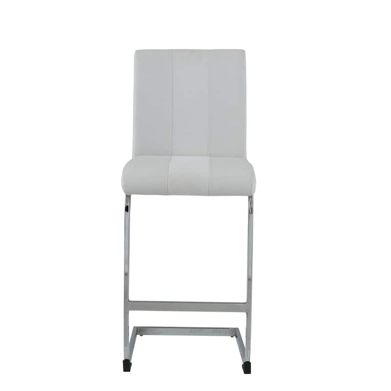 HomeRoots Set of Four 26" Gray And Silver Metal Low Back Counter Height Bar Chairs With Footrest - White