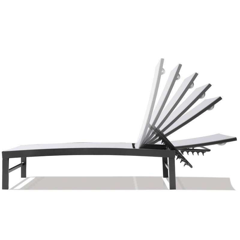 VredHom Outdoor Aluminum Adjustable Chaise Lounge Chairs (Set of 2) - 60.4 in L * 24.6 in W * 16.1/40.8 in H