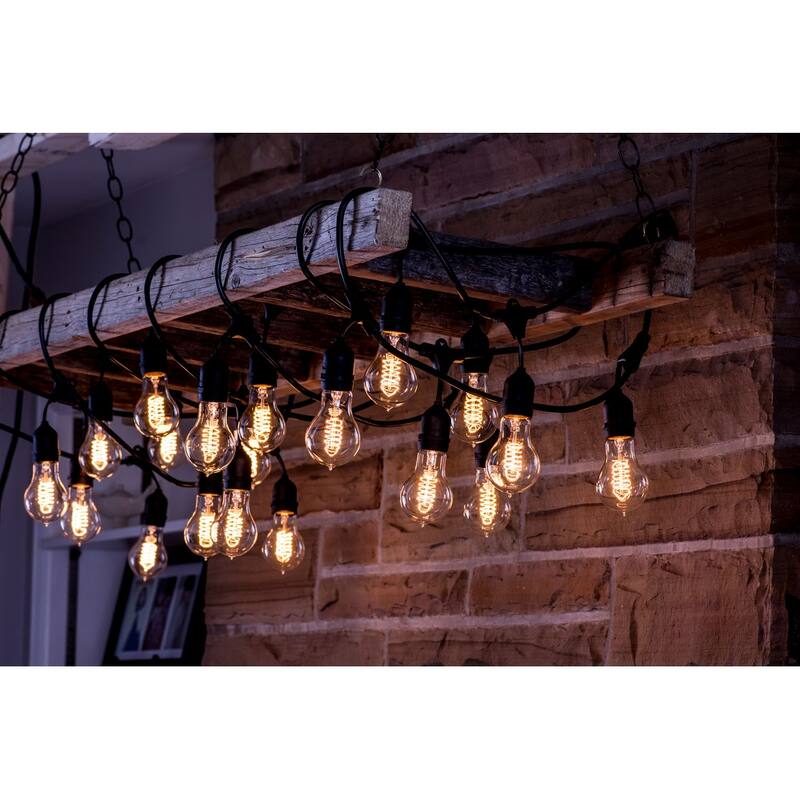 Bulbrite 48 ft Indoor/Outdoor 15-Socket (E26) Decorative String Light Kit, Black