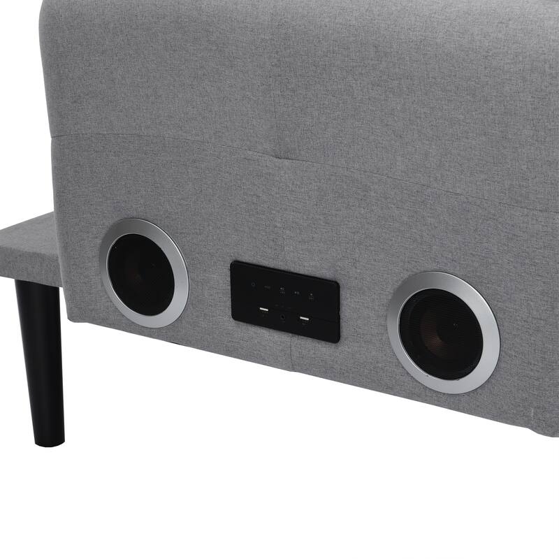 Folding Ottoman Sofa Bed with Stereo, Gray, MDF Material