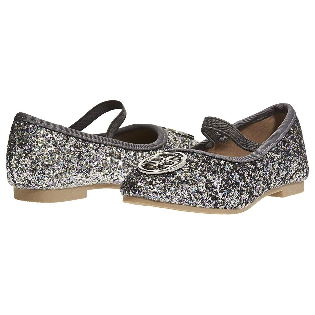 Bebe Toddler Girls Ballet Flats With Elastic Strap Chunky Glitter Mary Jane Sandals Overstock