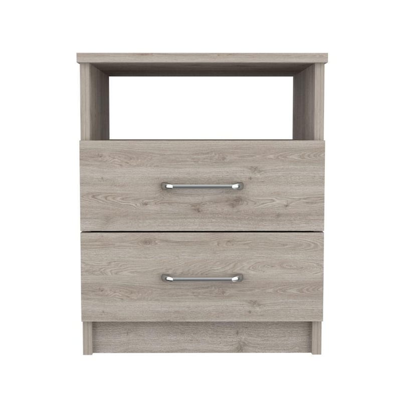 Nightstand 20"H, Two Drawers, One Shelf, Superior Top, Light Gray