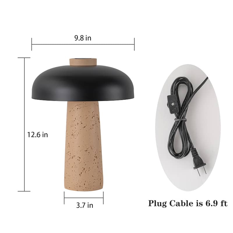Modern 2-Light Black Mushroom Table Lamp - Bedside Nightstand Lamp for Bedroom, Living Room, Study