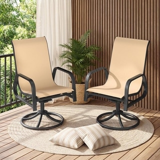 Outdoor 360° Swivel Dining Armchair Set of 2 – Padded Textilene Patio ...